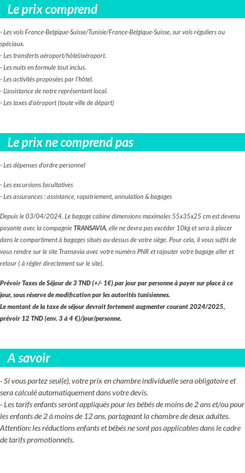 Conditions tarifaires