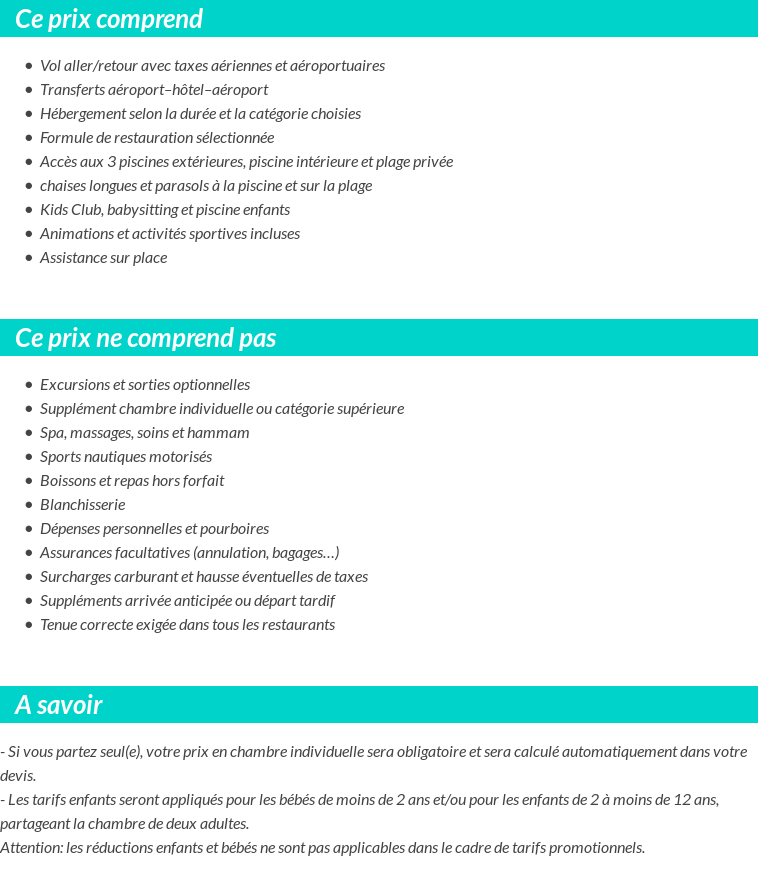 Conditions tarifaires