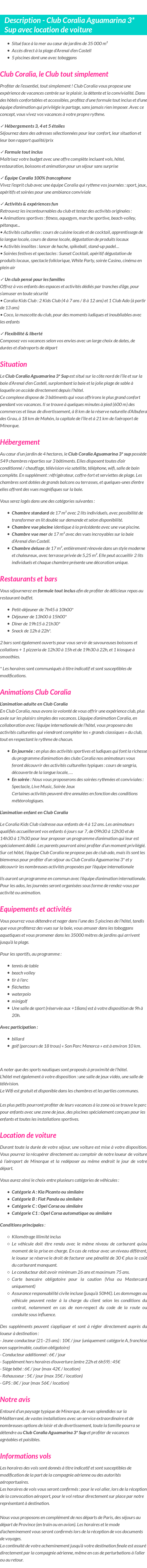 Détails du séjour