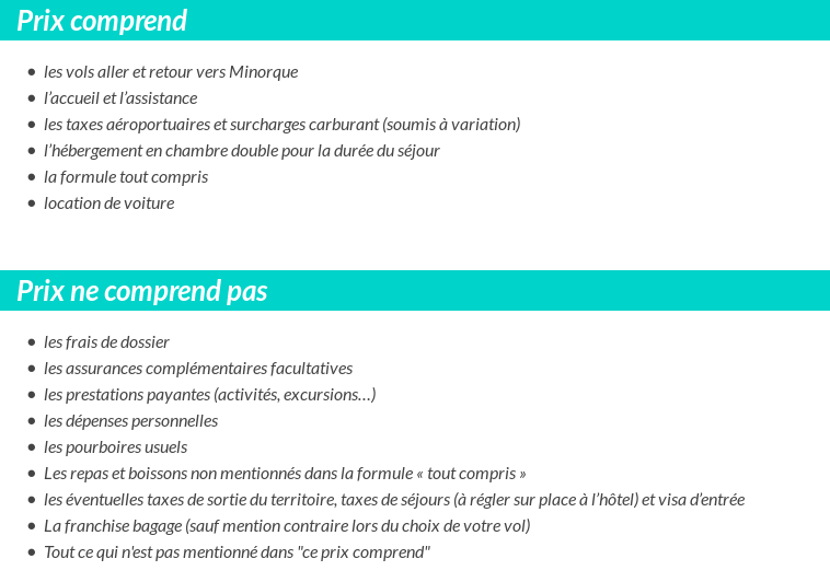 Conditions tarifaires