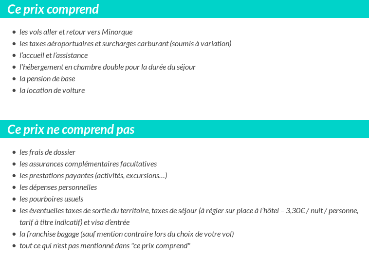Conditions tarifaires