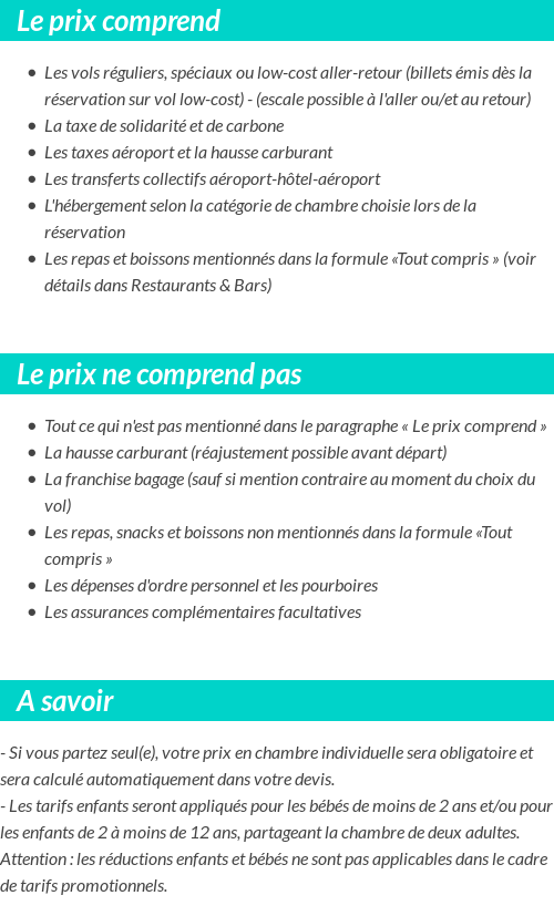 Conditions tarifaires