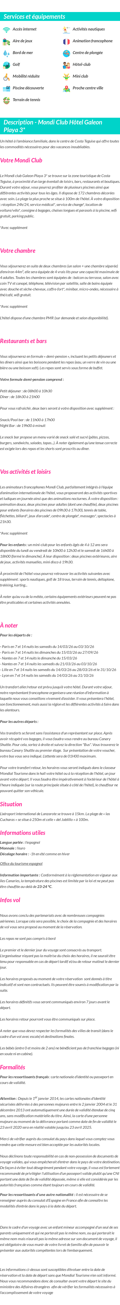 Détails du séjour