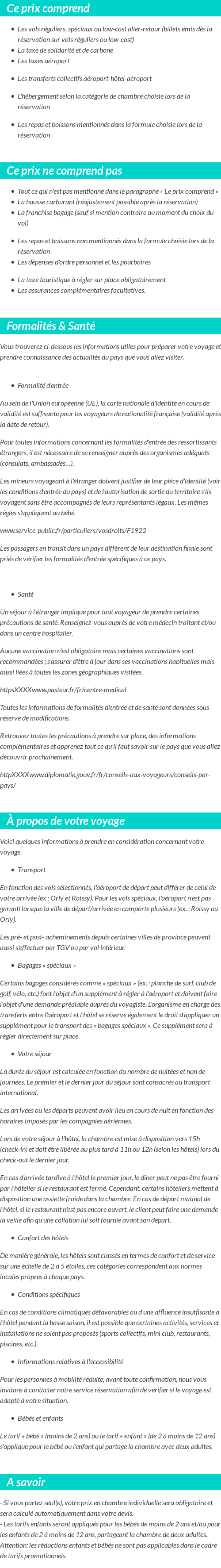 Conditions tarifaires