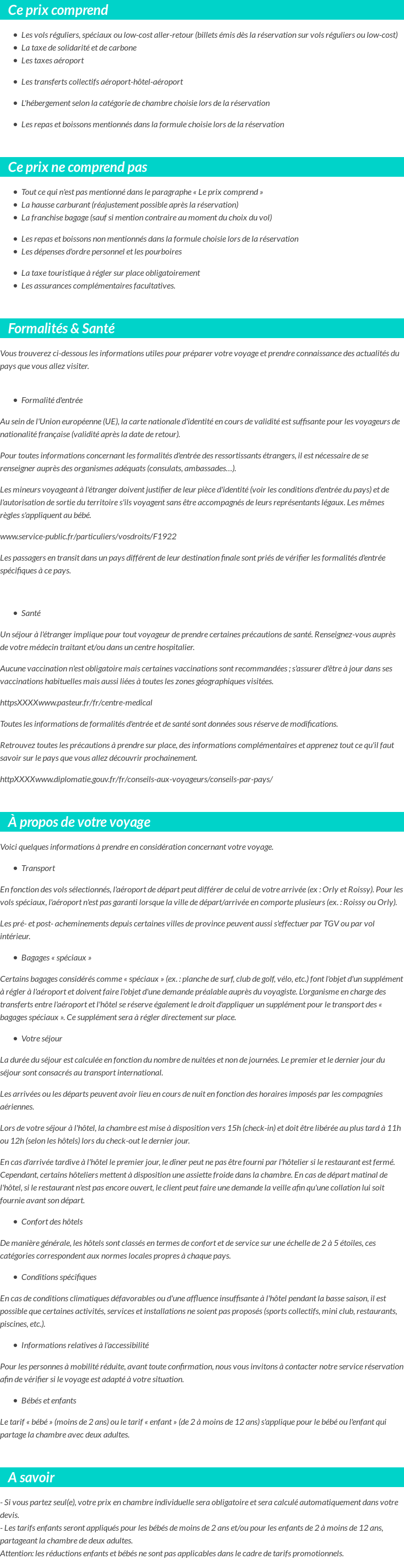 Conditions tarifaires