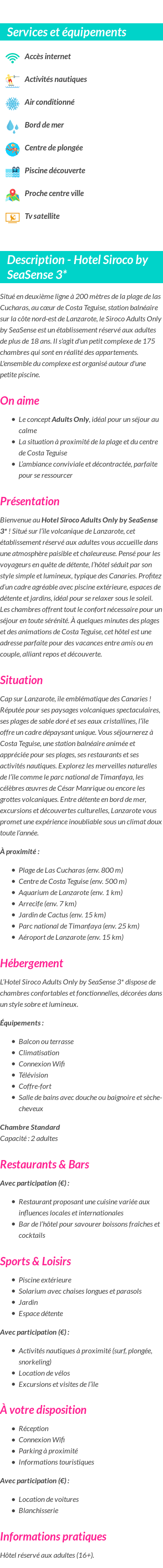 Détails du séjour