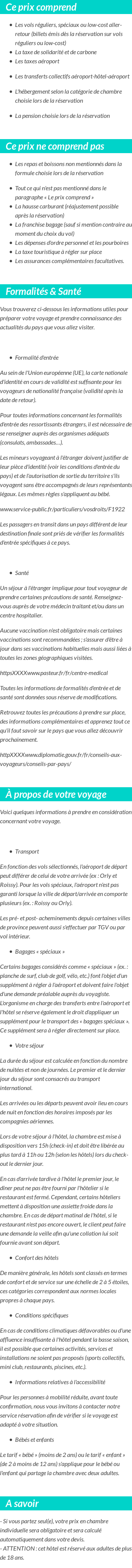 Conditions tarifaires