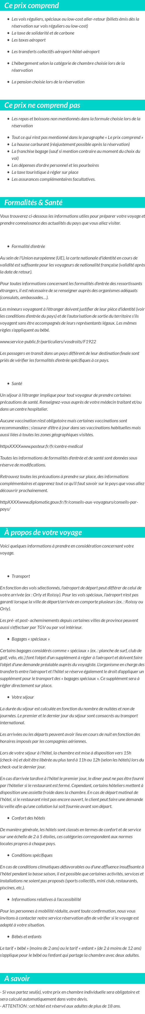 Conditions tarifaires