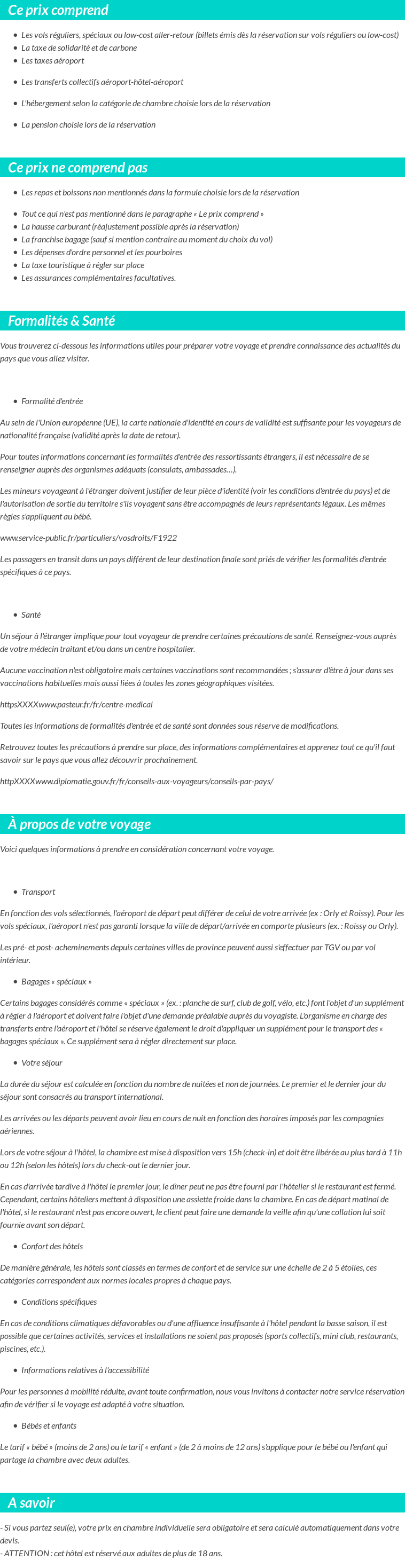 Conditions tarifaires