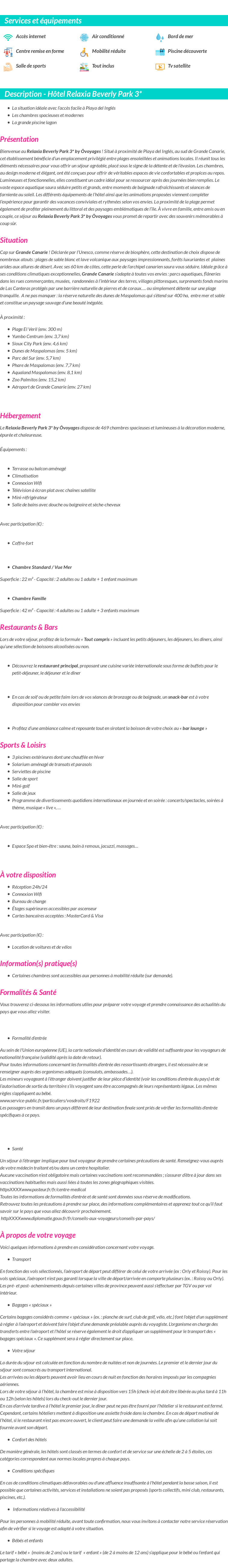 Détails du séjour