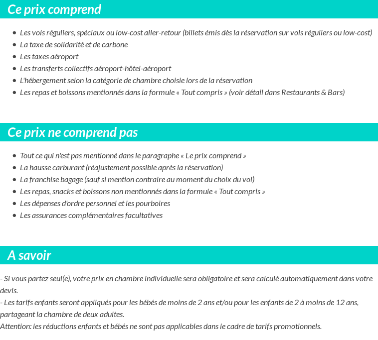 Conditions tarifaires