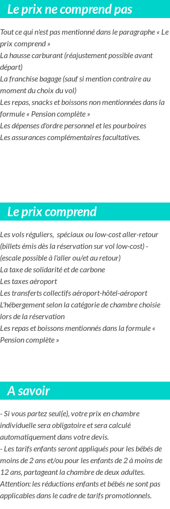 Conditions tarifaires