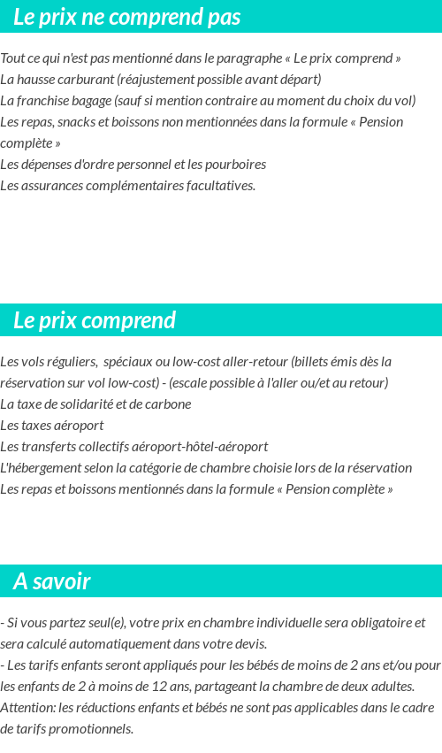 Conditions tarifaires