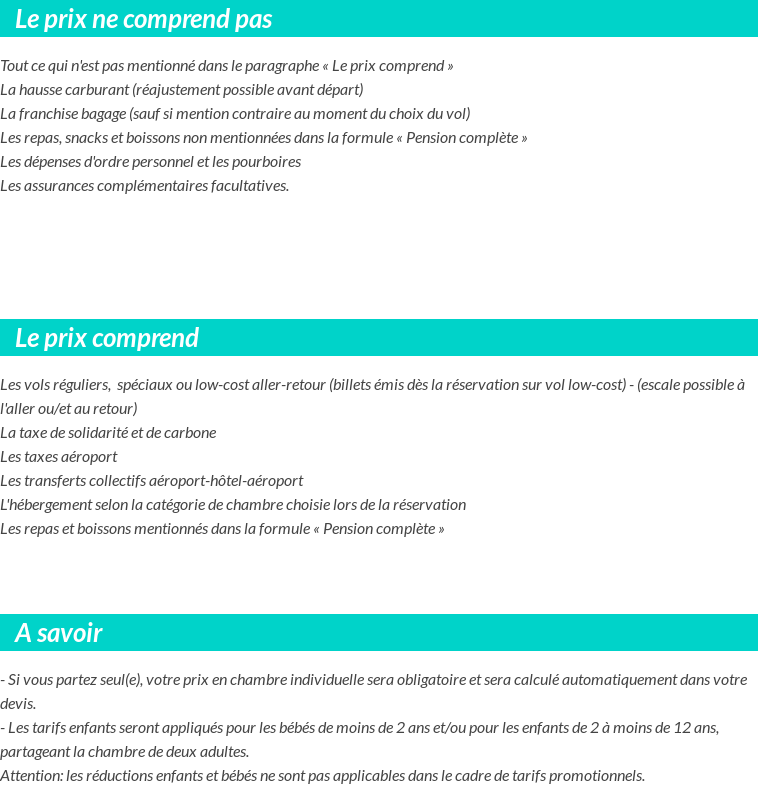 Conditions tarifaires