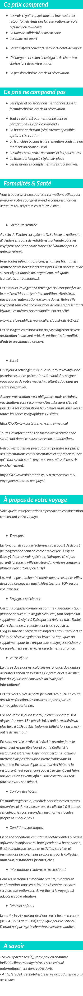 Conditions tarifaires