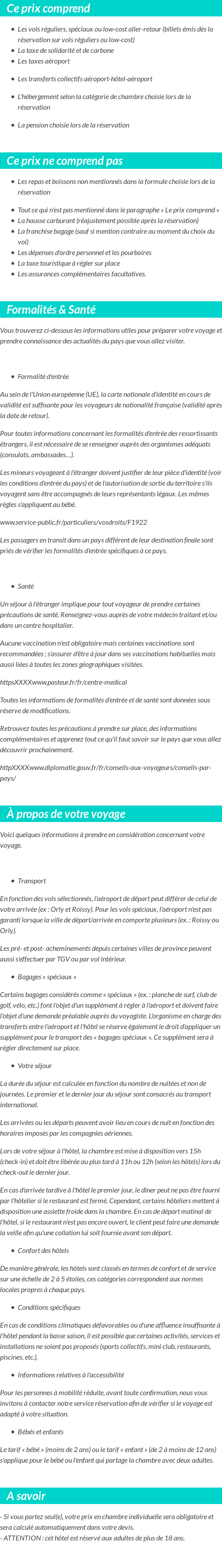 Conditions tarifaires