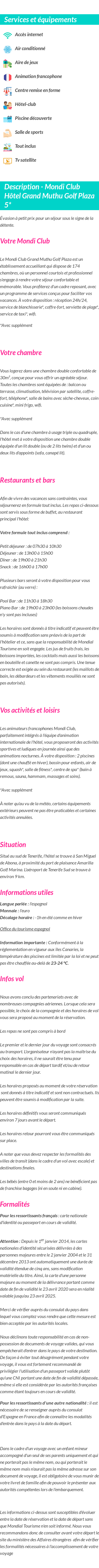 Détails du séjour