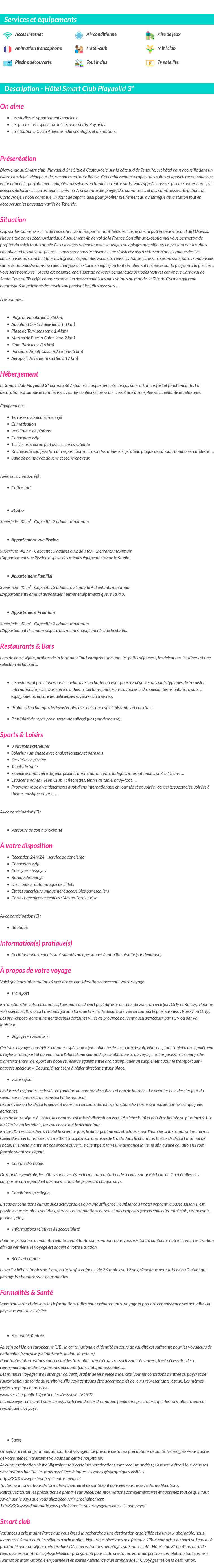 Détails du séjour