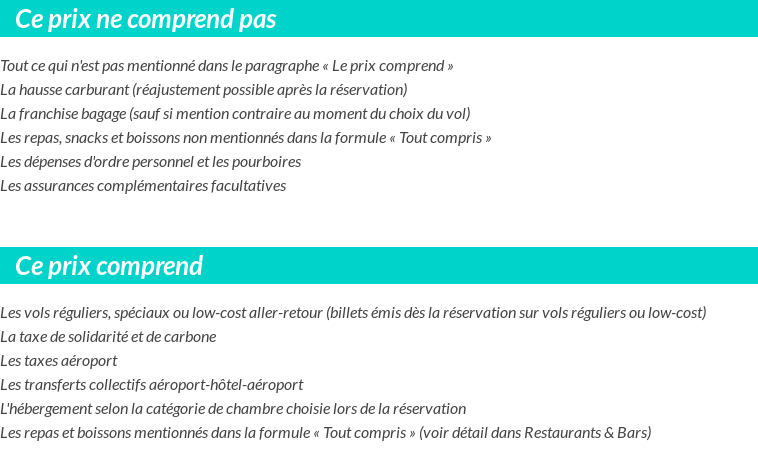 Conditions tarifaires