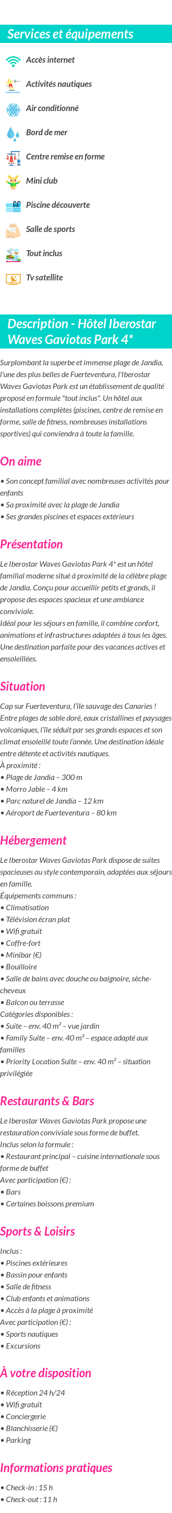 Détails du séjour