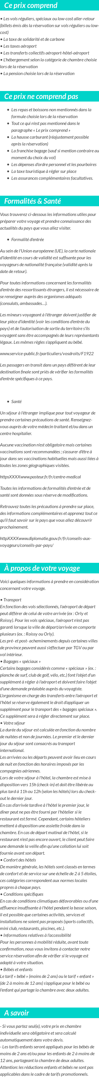 Conditions tarifaires