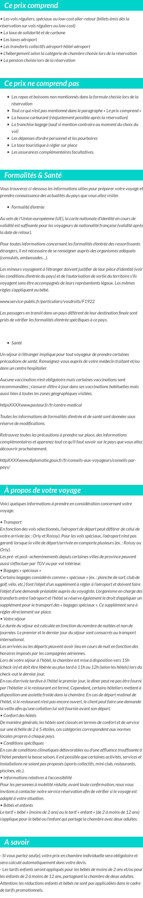 Conditions tarifaires