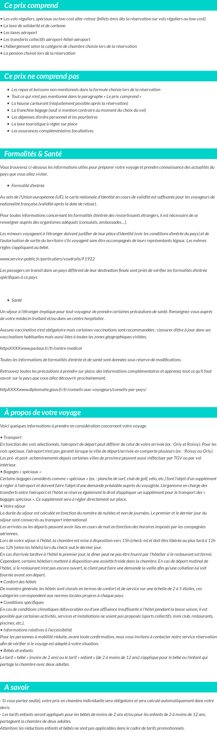 Conditions tarifaires