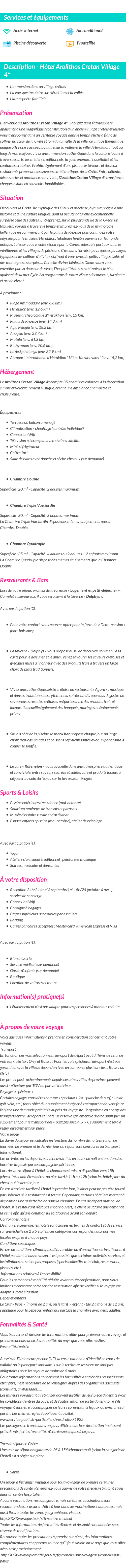 Détails du séjour