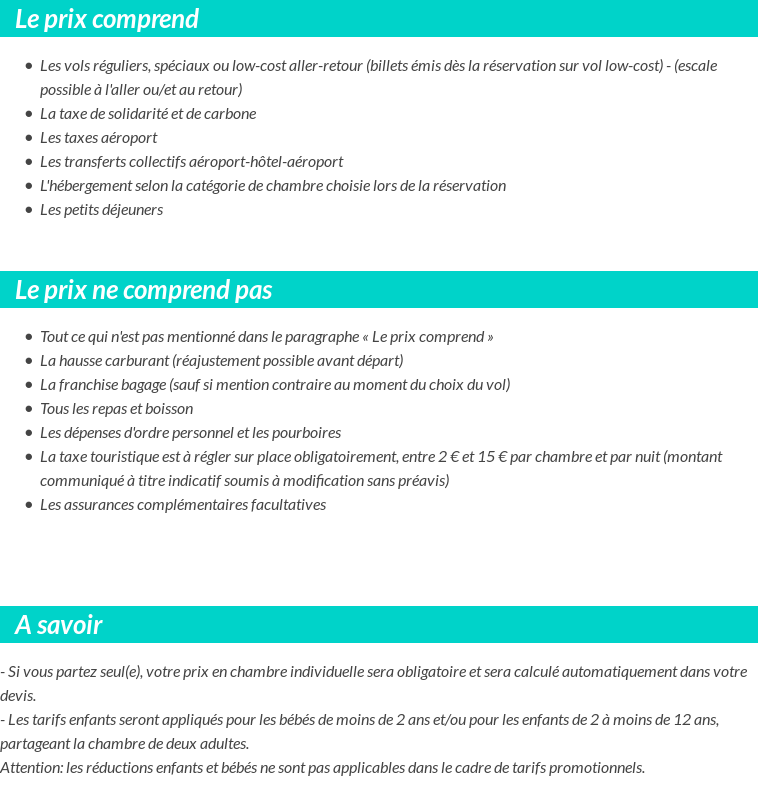 Conditions tarifaires