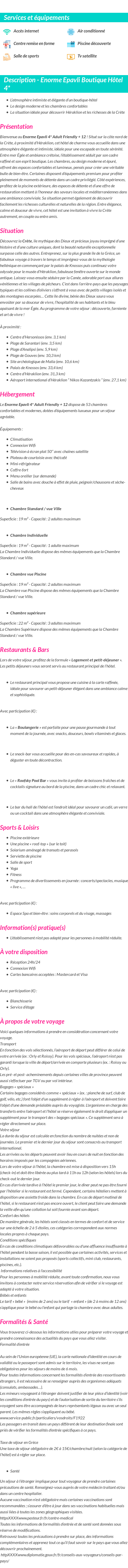 Détails du séjour