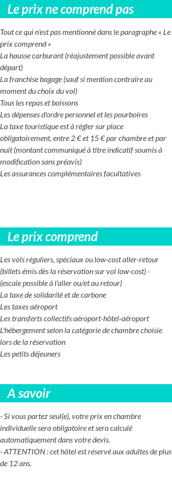 Conditions tarifaires