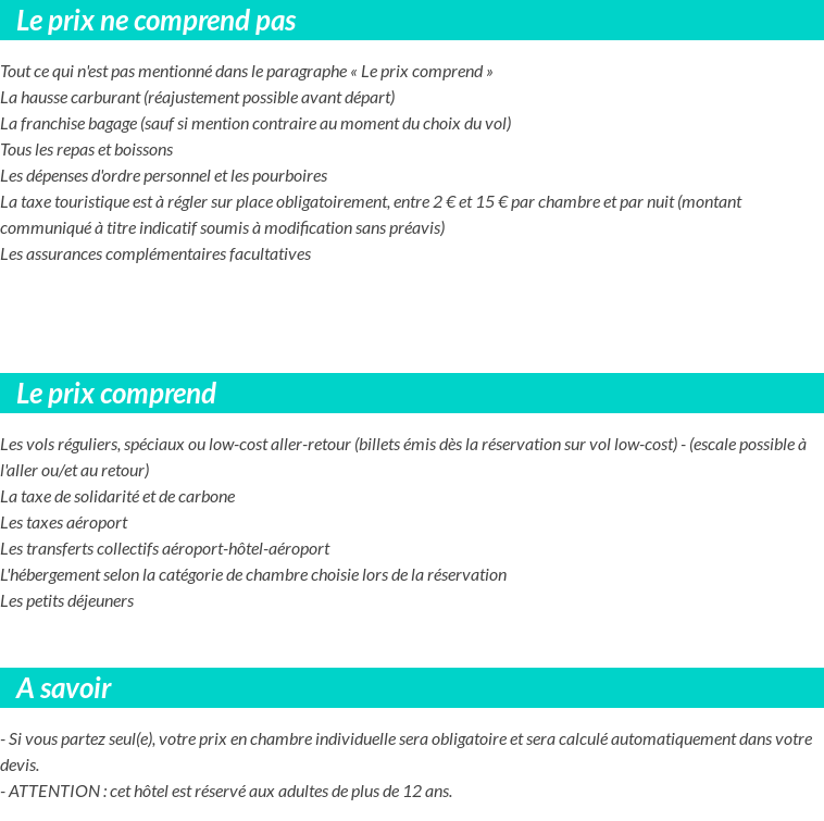 Conditions tarifaires