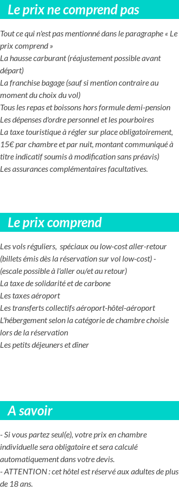 Conditions tarifaires