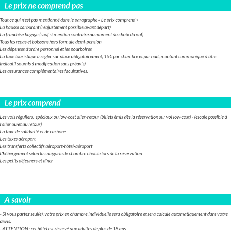 Conditions tarifaires