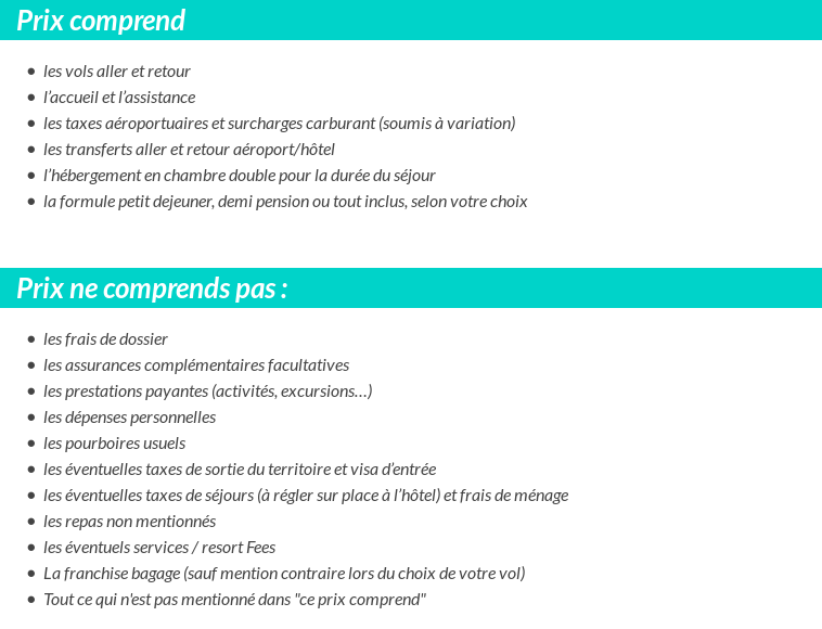 Conditions tarifaires