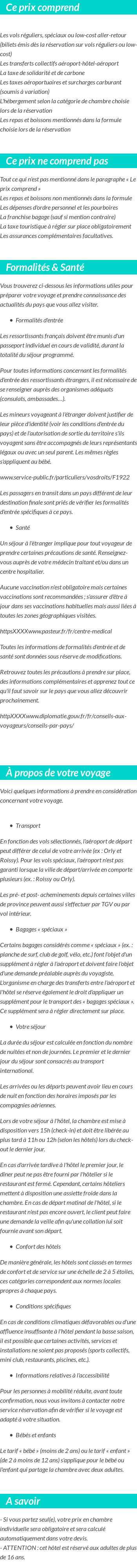 Conditions tarifaires