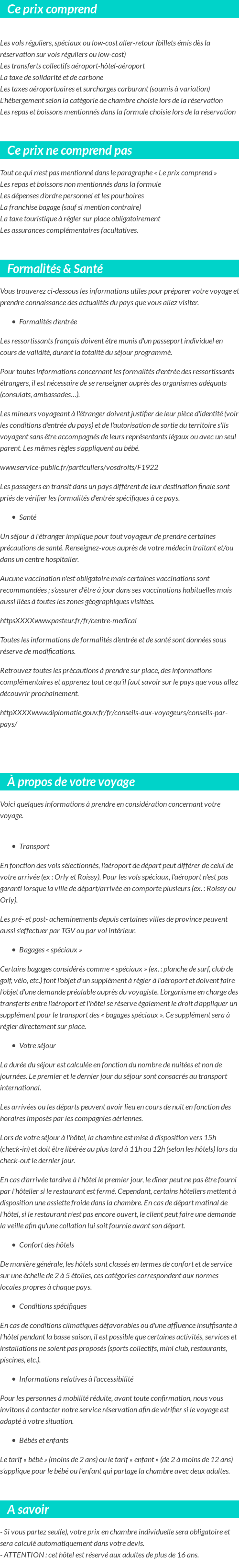 Conditions tarifaires