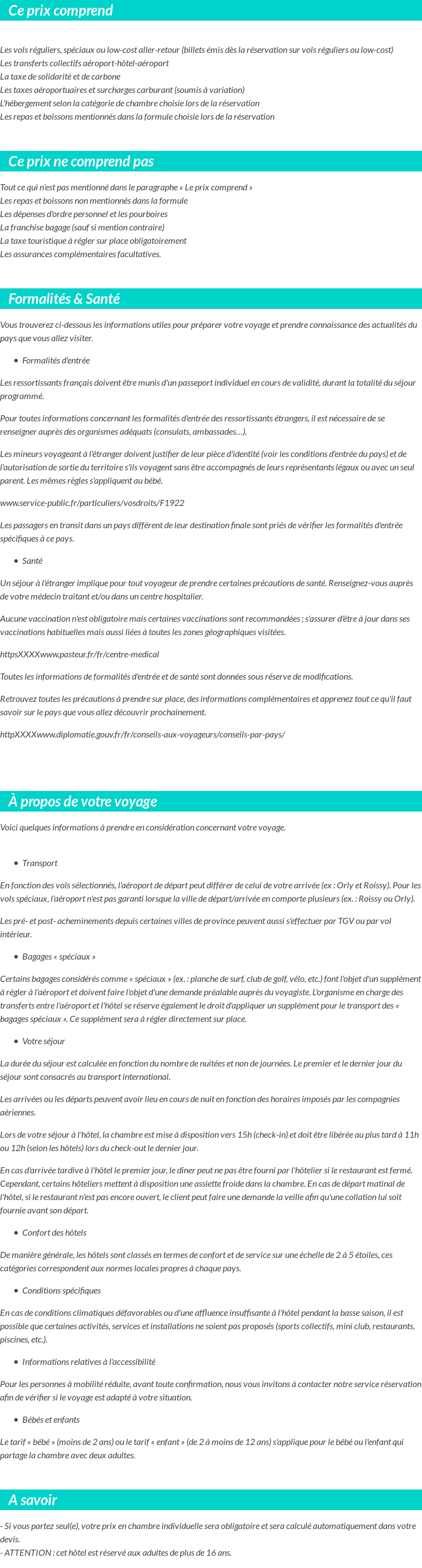 Conditions tarifaires
