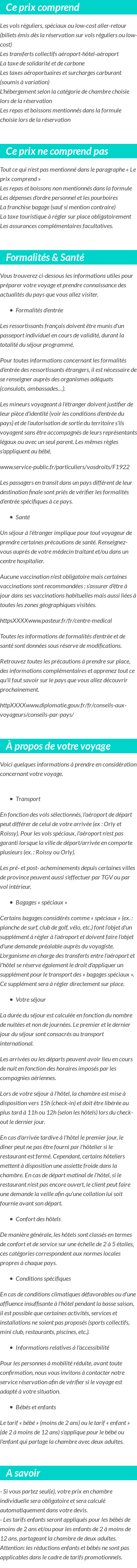 Conditions tarifaires