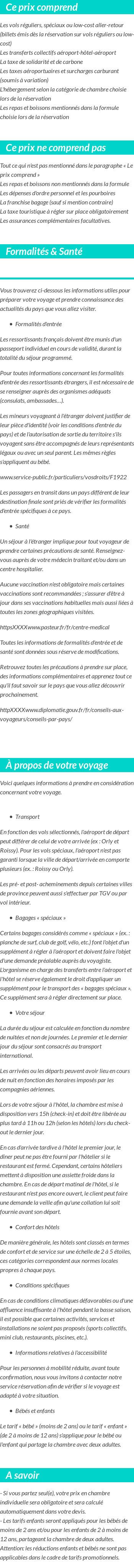 Conditions tarifaires