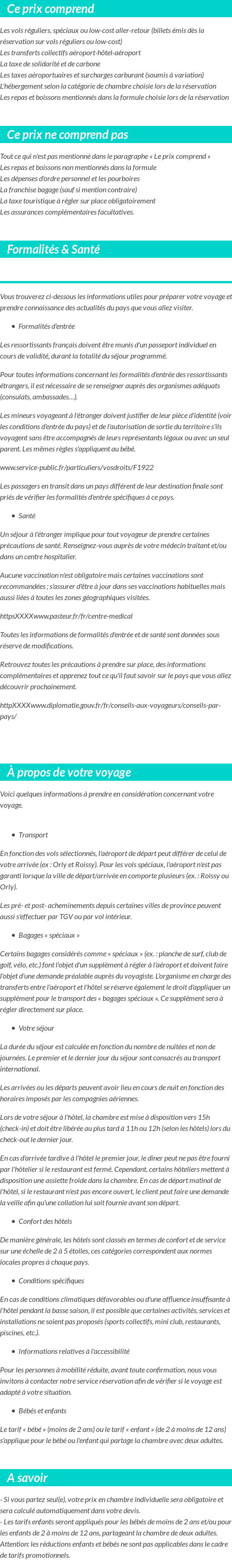 Conditions tarifaires