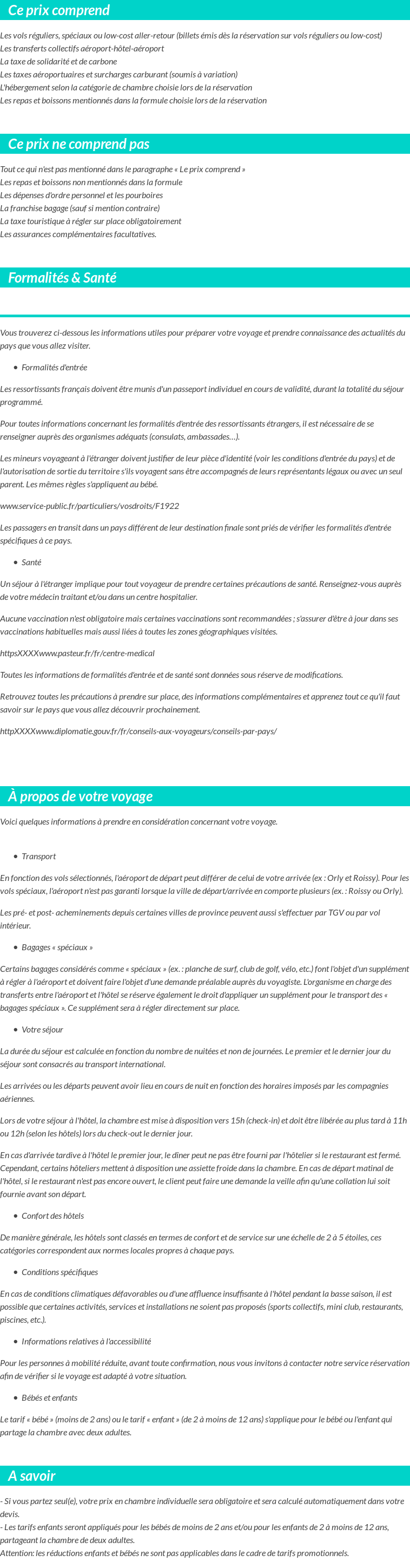 Conditions tarifaires