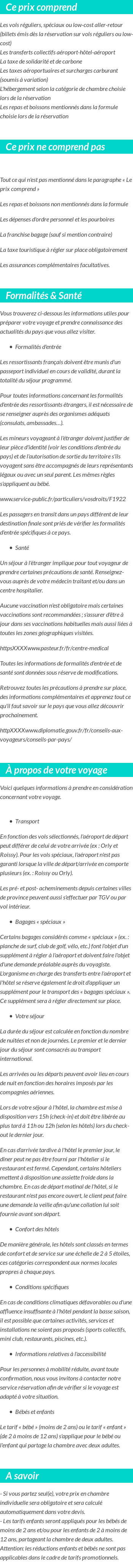 Conditions tarifaires