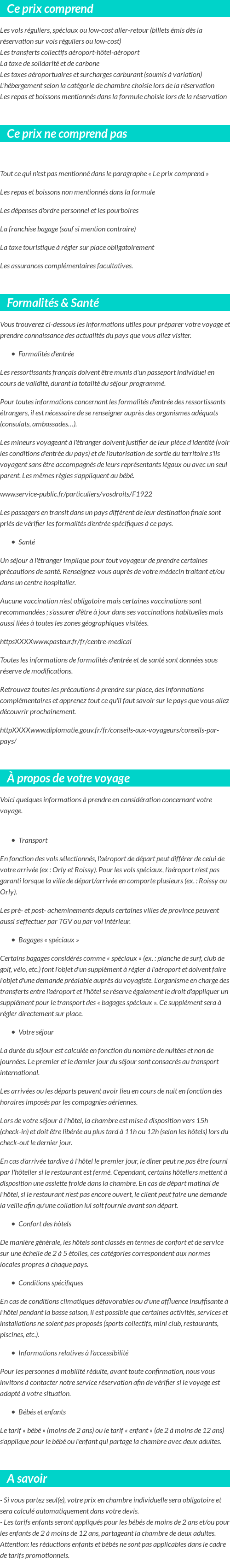 Conditions tarifaires