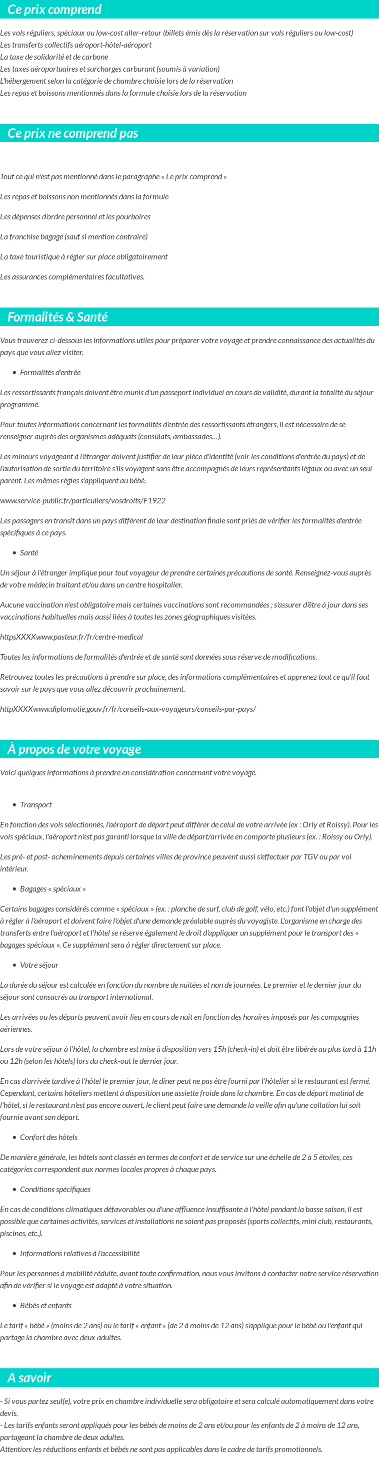 Conditions tarifaires