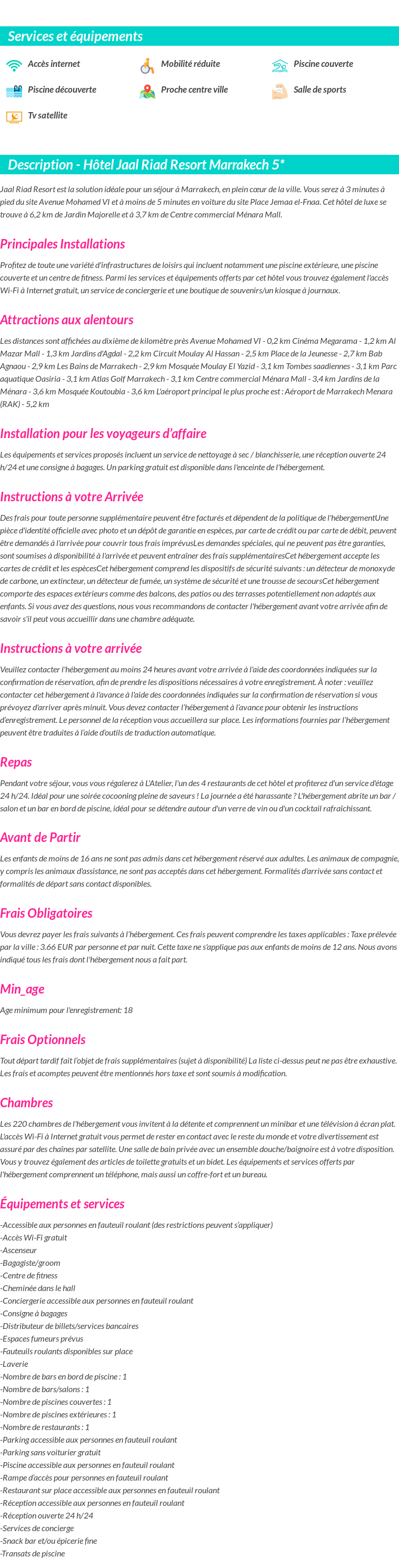 Détails du séjour