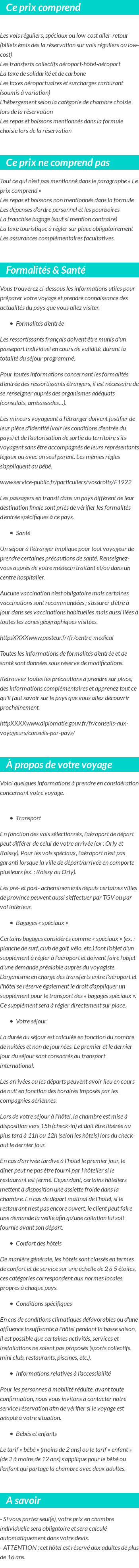 Conditions tarifaires
