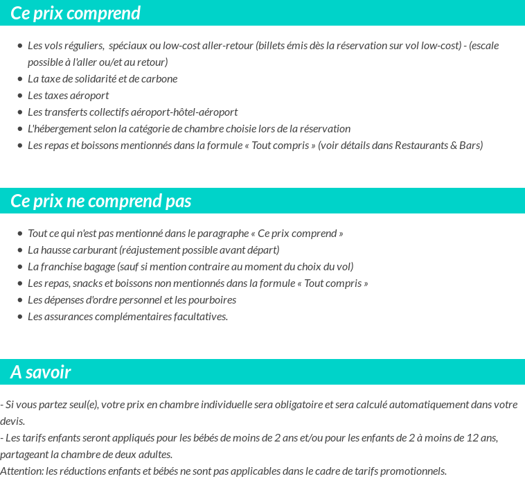 Conditions tarifaires