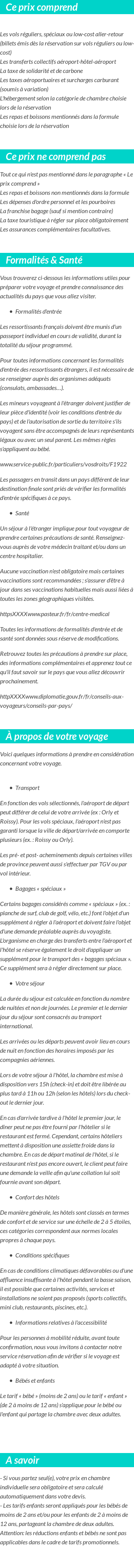 Conditions tarifaires