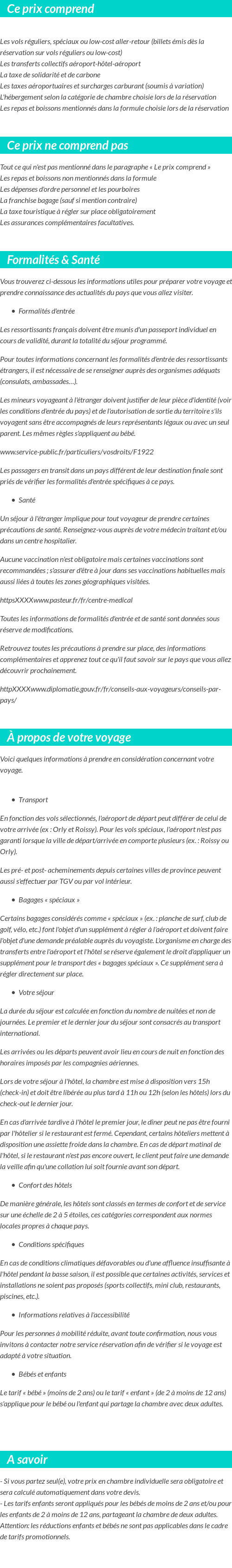 Conditions tarifaires